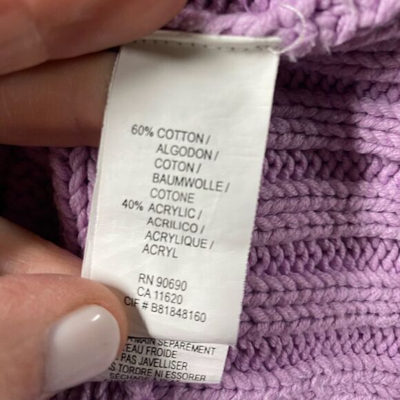 Kensie Pretty Lavender Cowl-neck Short Sleeve Cable Knit Sweater - Picture 3 of 6